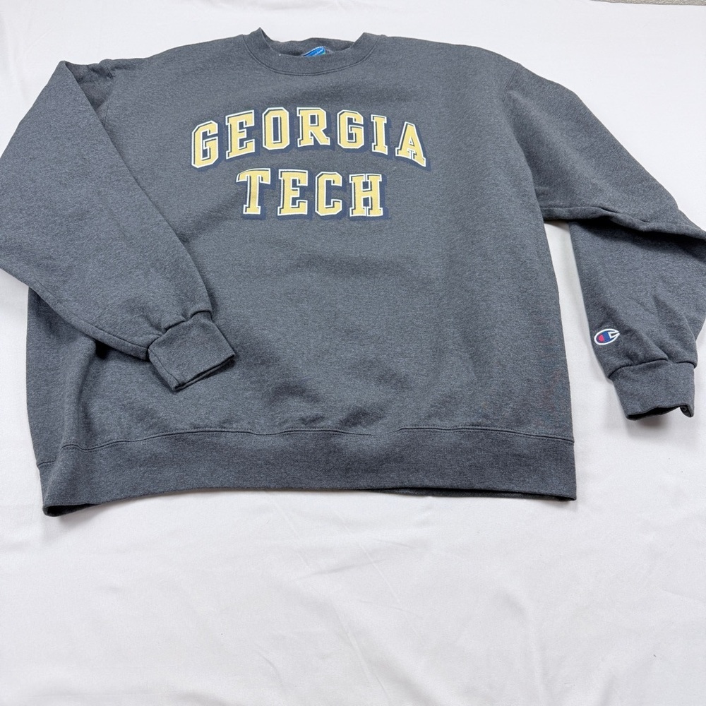 Champion Men's Crewneck Sweatshirt.  in Gray with Georgia Tech Design